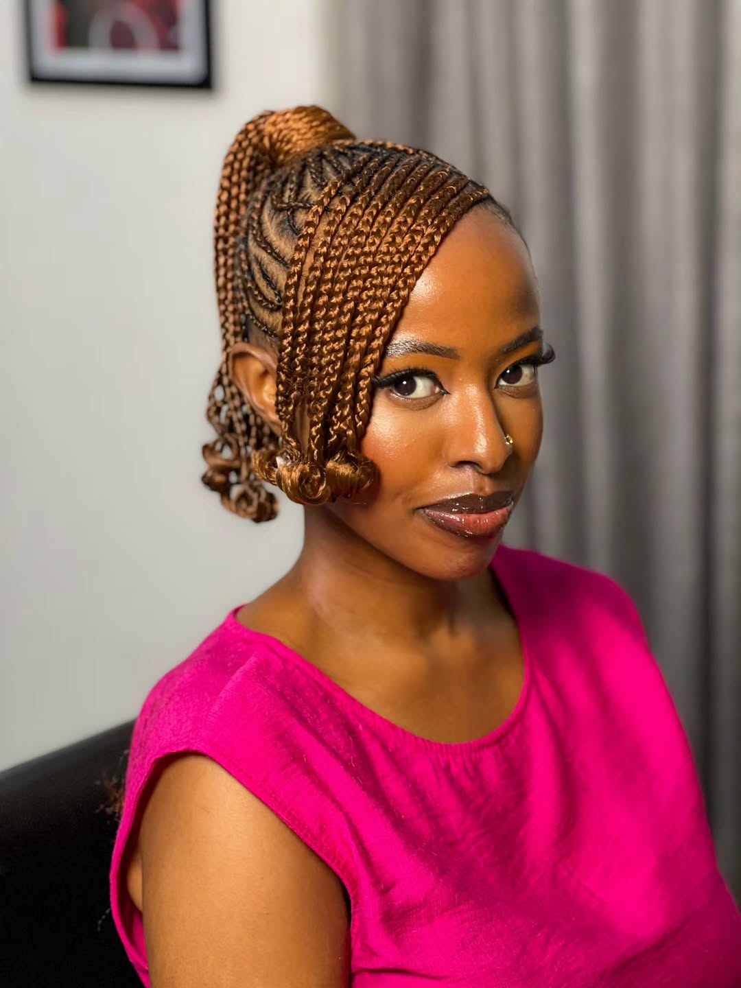 Updo Micro Braids With Curly Tendrils