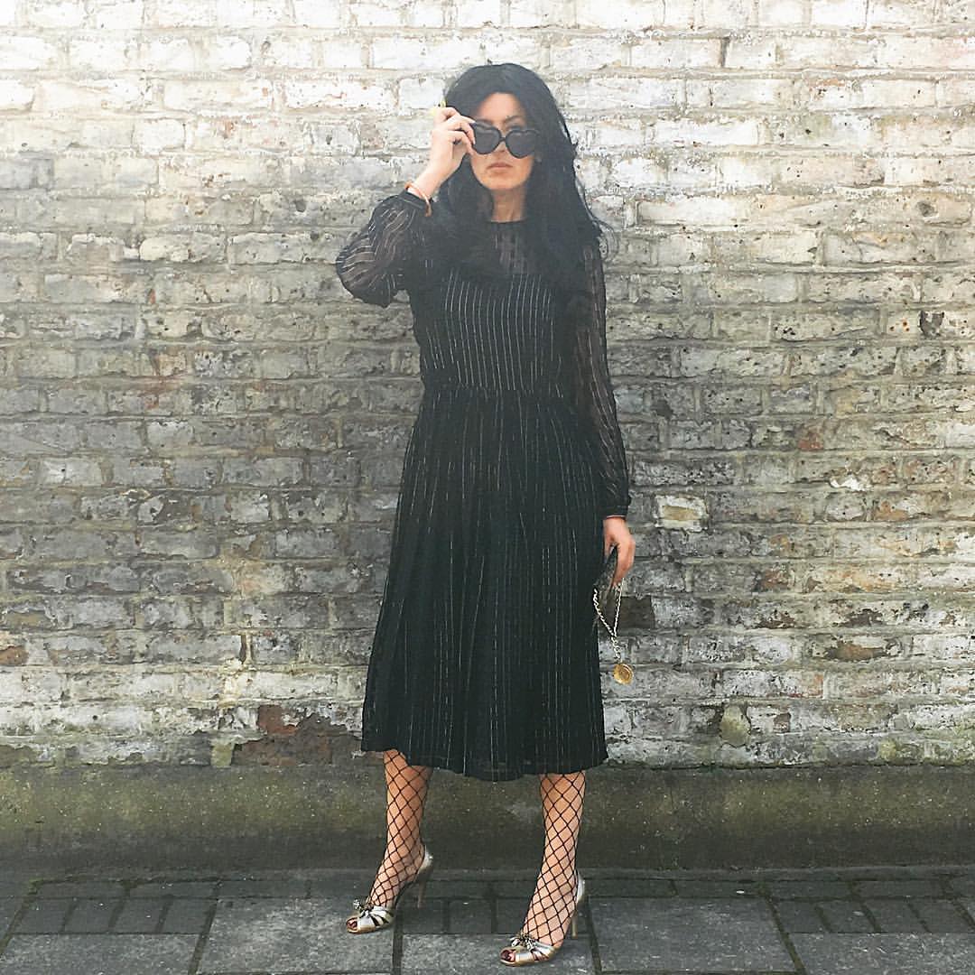 25 Dress with Tights Trends You Must See for 2026 8 Velvet Midi Dress with Fishnet Tights and Heels