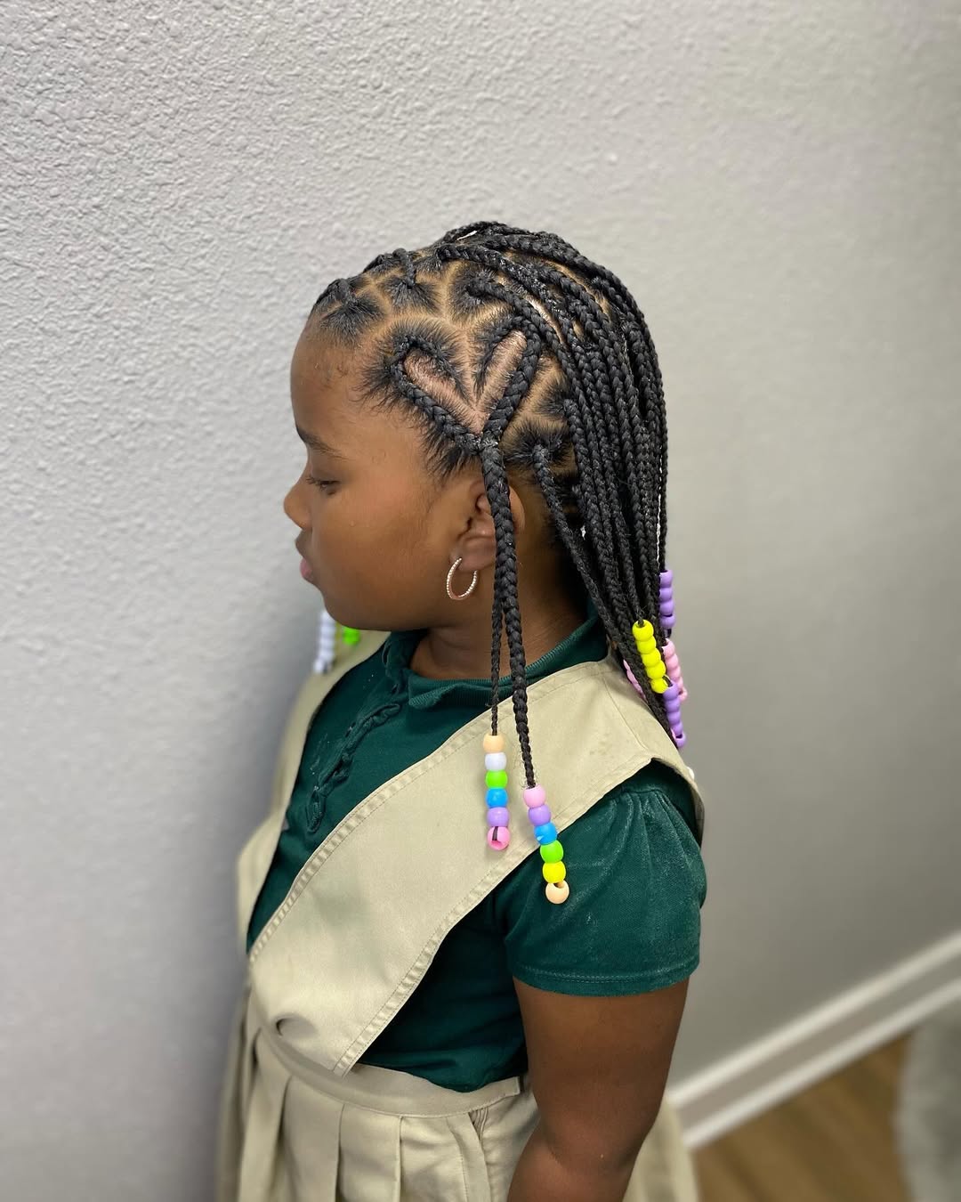 Vibrant Beaded Braided Pigtails With Heart Design