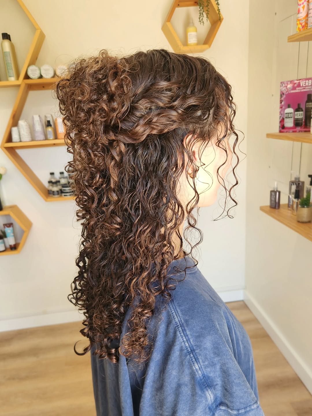 Voluminous Half-Up Curly Natural Hair