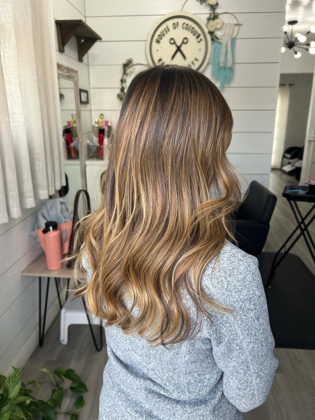 Warm Blonde Balayage With Caramel Lowlights