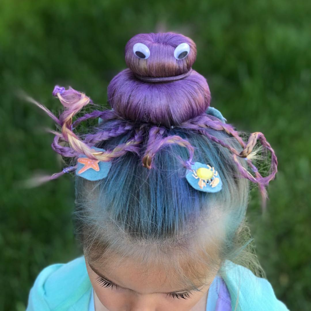 27 Spooktacular Halloween Hairstyles for Kids 2026 16 Adorable Octopus Halloween Hairstyle With Tentacle Braids