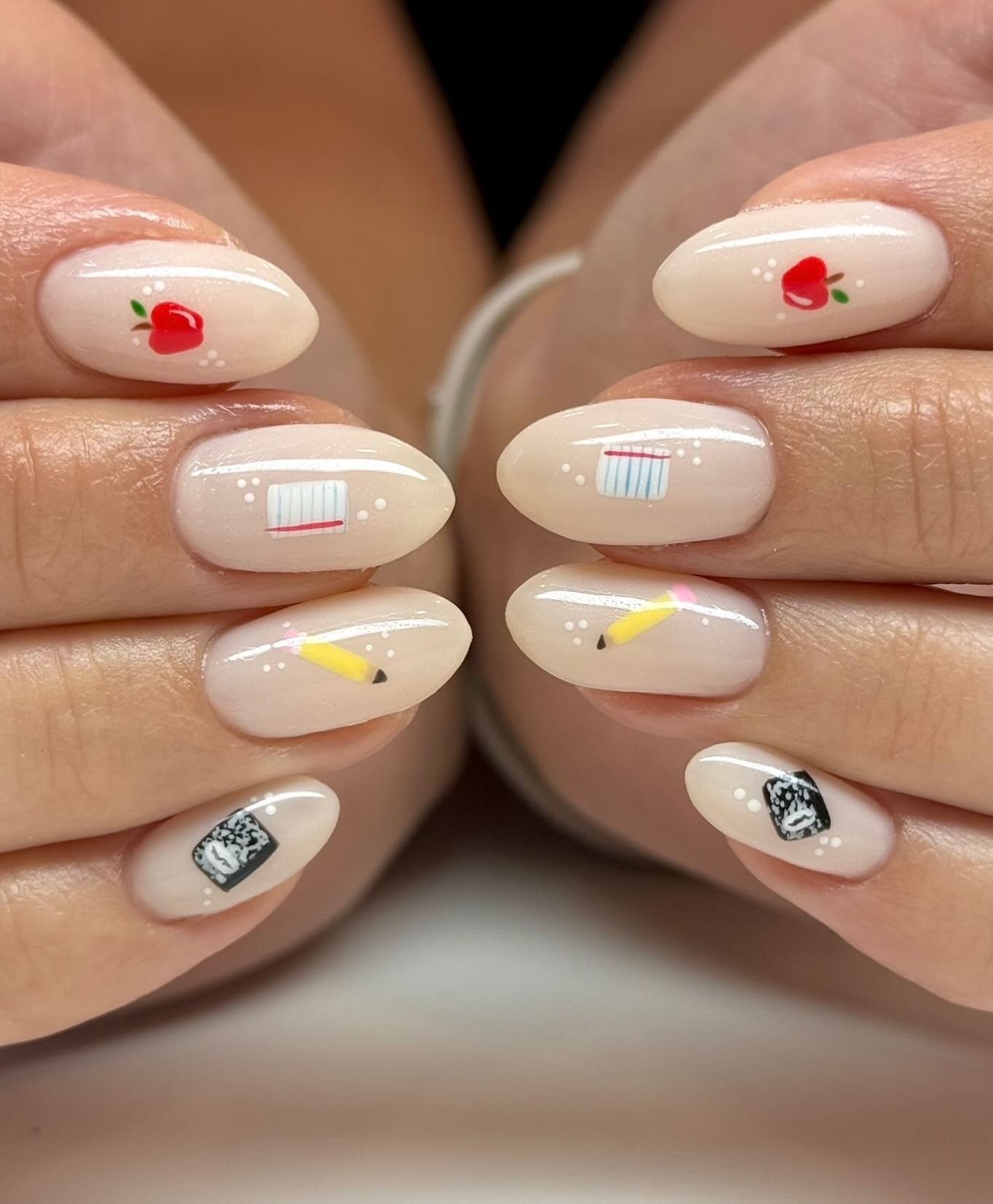 25 Back to School Nail Ideas for 2026 25 Adorable School Supplies Oval Nails
