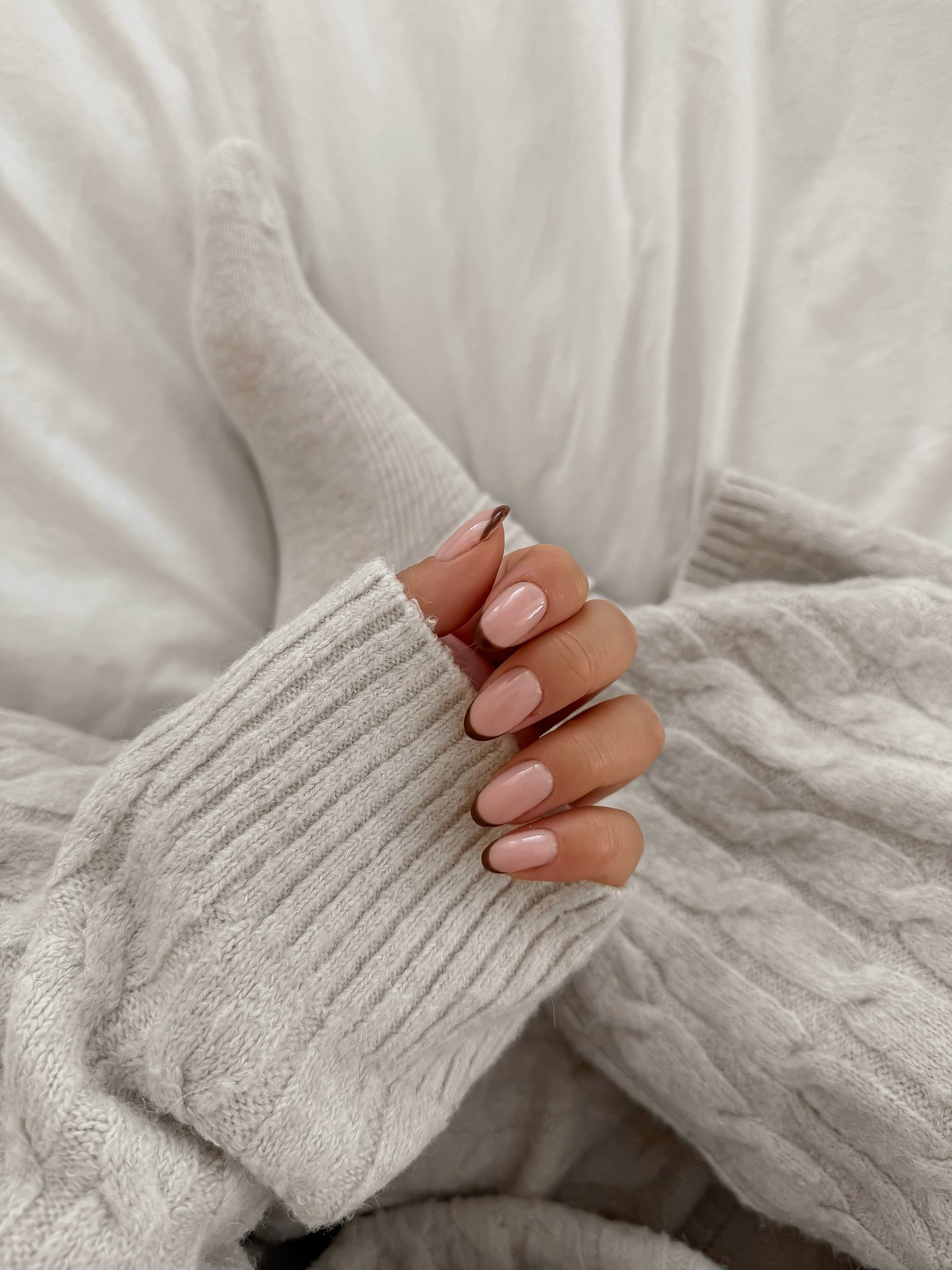 27 Chic Neutral Fall Nail Ideas You Need for 2026 29 Almond French Nails with Chocolate Brown Tips