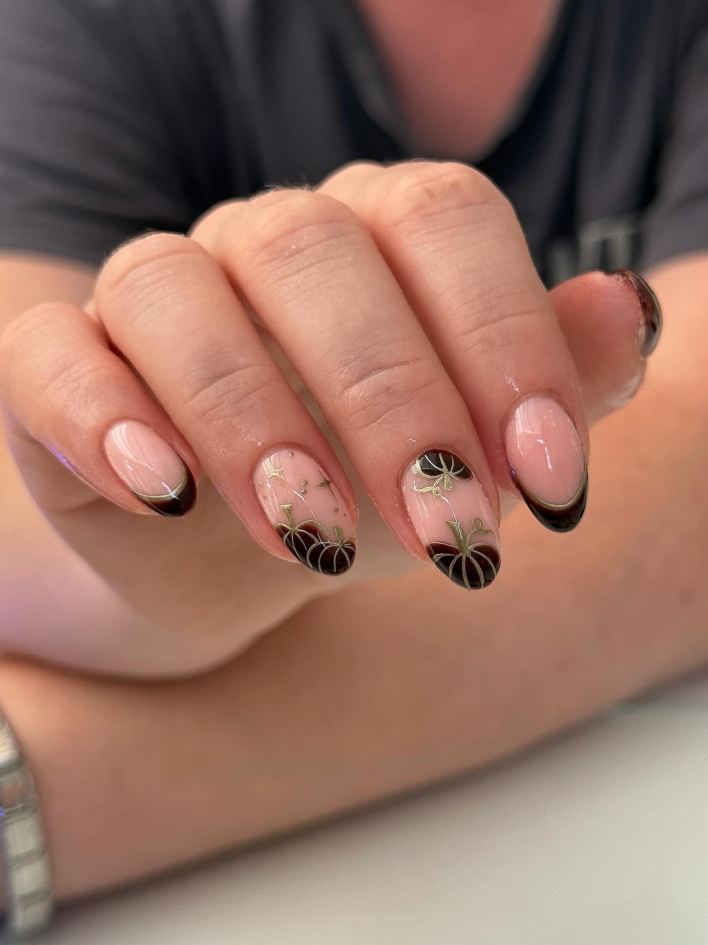 25 Fall Nail Ideas You Need to Try in 2026 17 Autumn Pumpkin French Ombre Almond Nails