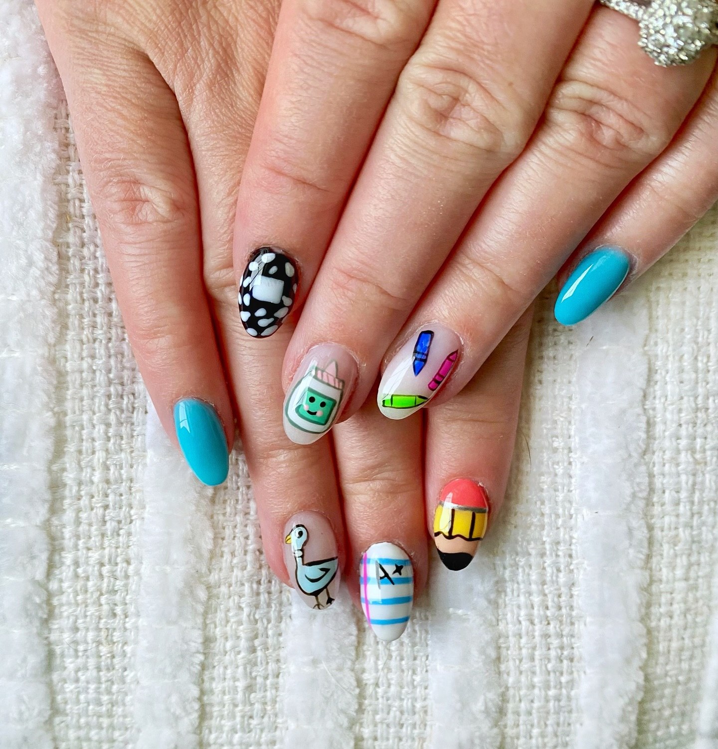 27 Back to School Nail Ideas for Teens 2026 14 Back To School Fun Cartoon Nail Art