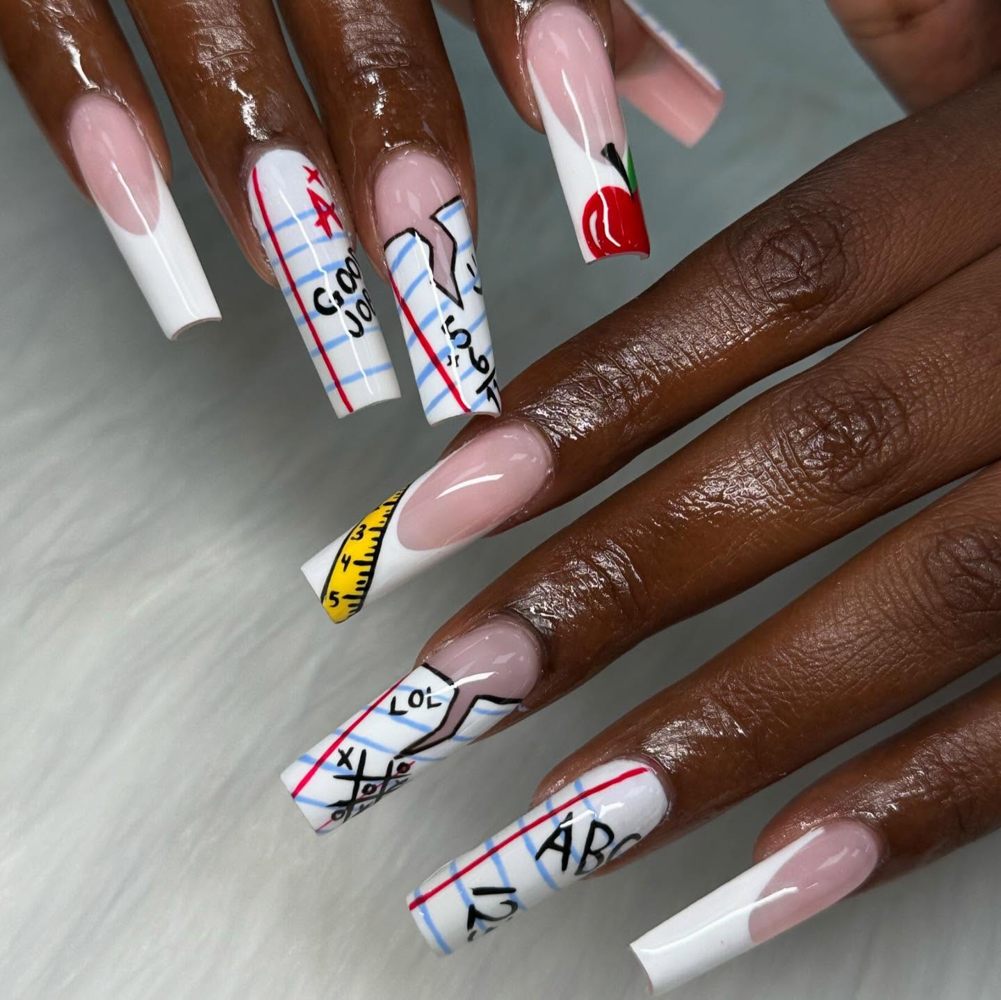 27 Back to School Nail Ideas for Teens 2026 18 Back To School Notebook French Tips