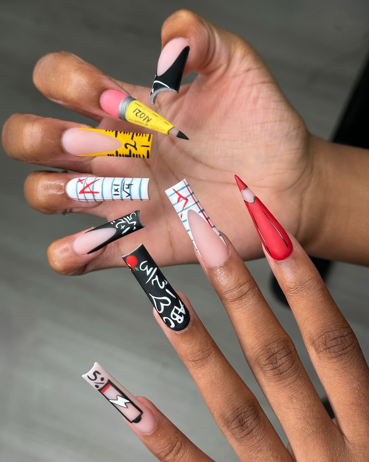 27 Back to School Nail Ideas for Teens 2026 27 Back To School Pencil And Notebook French Tip Nails