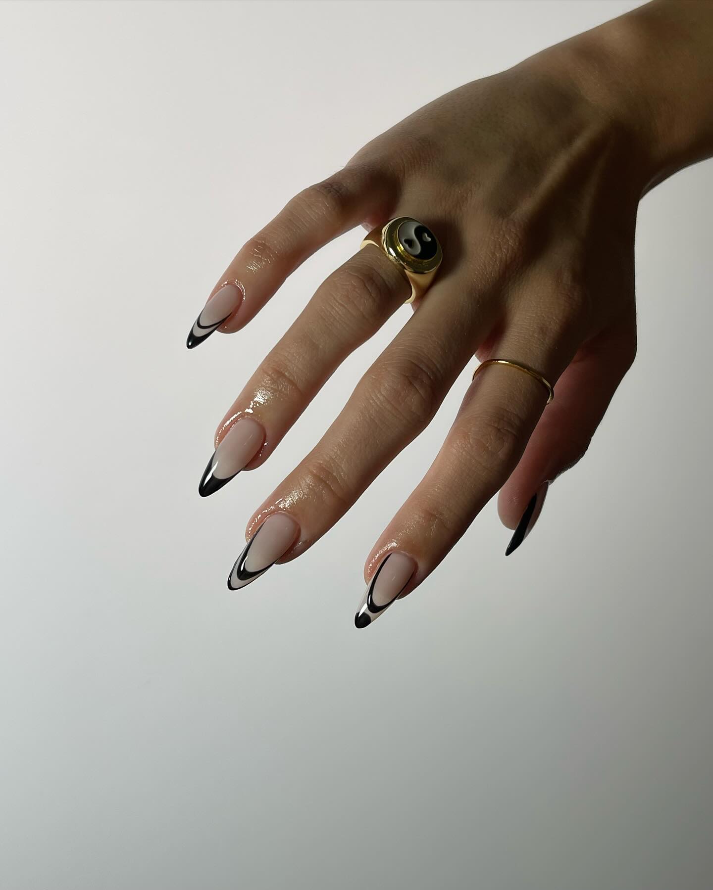 Black Outline French Stiletto Nails