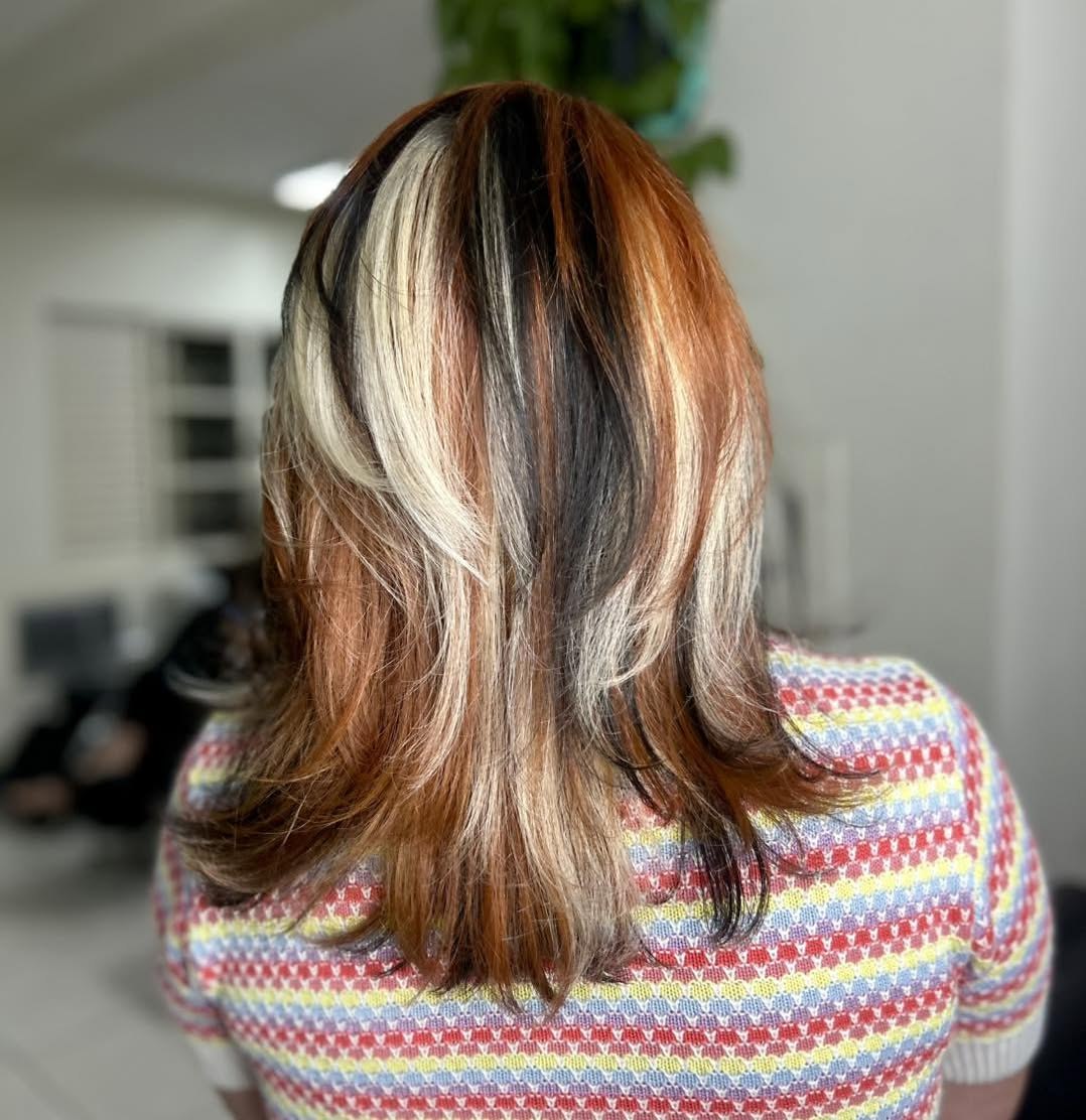 29 Calico Hair Color Styles You Need to See for 2026 15 Bold Calico Hair Color With Subtle Layers