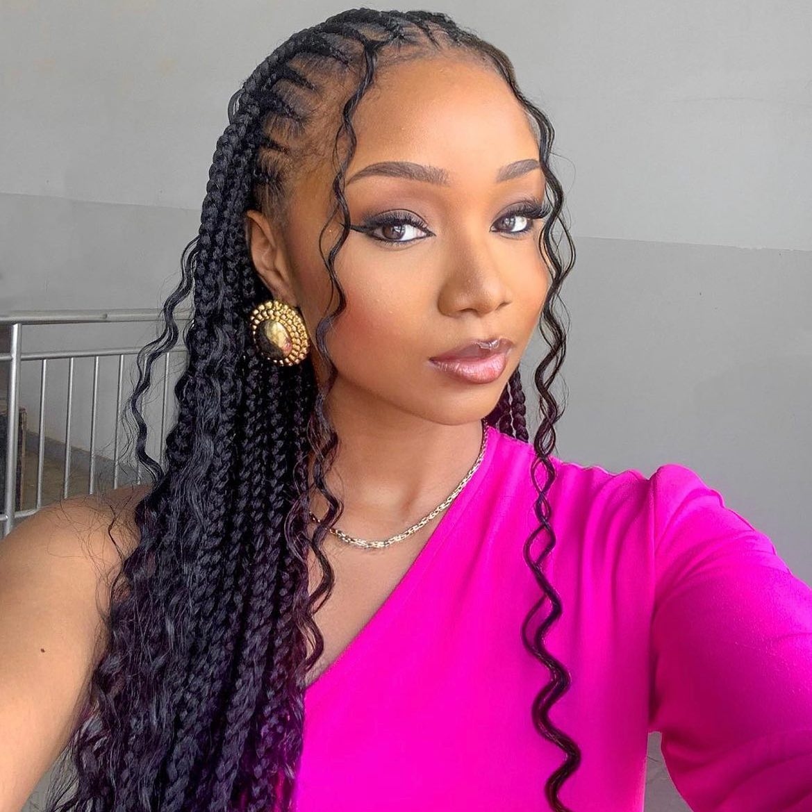 26 Stunning Fulani Braids Hairstyles for 2026 18 Braided Goddess Crown With Curly Tendrils