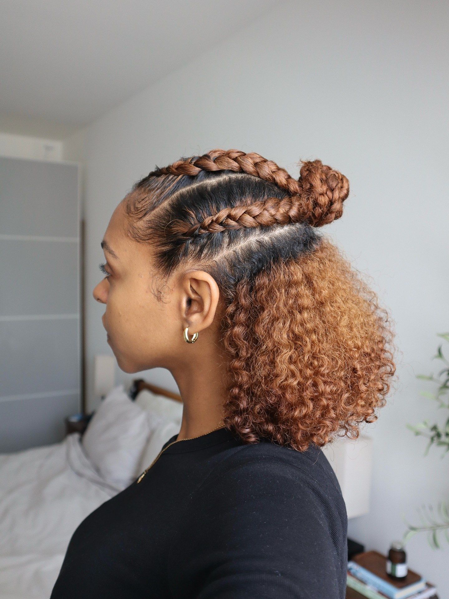 Braided Mohawk With Curly Bun