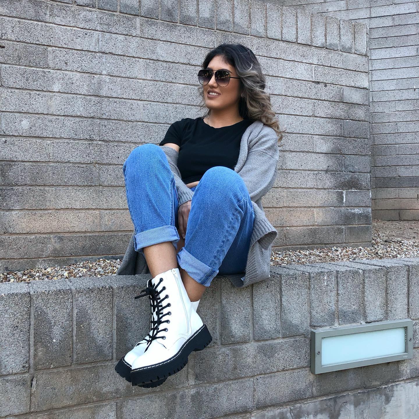 Casual Fall Layers With Chunky White Boots