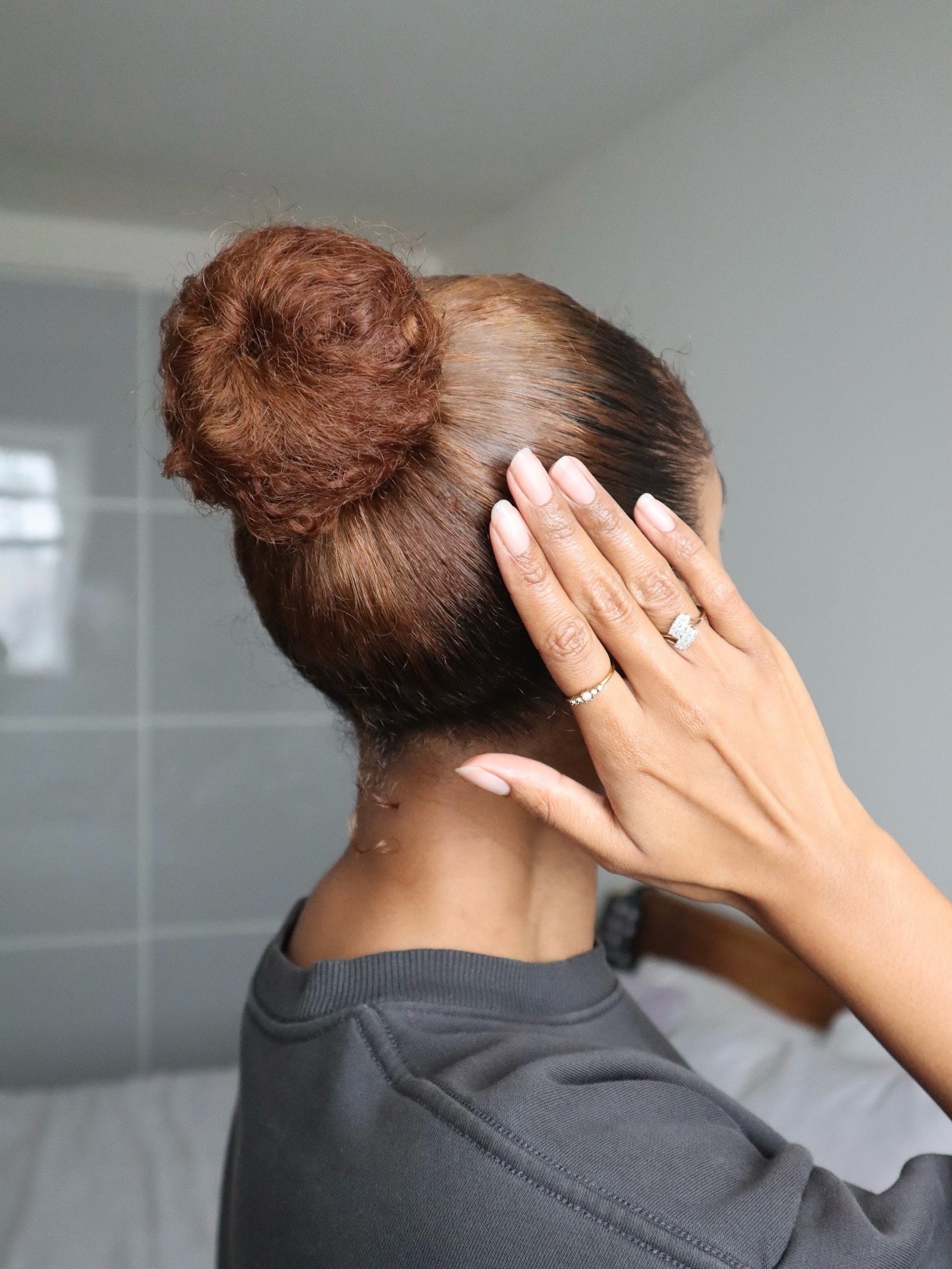 Chic Copper Balayage High Bun With Texture