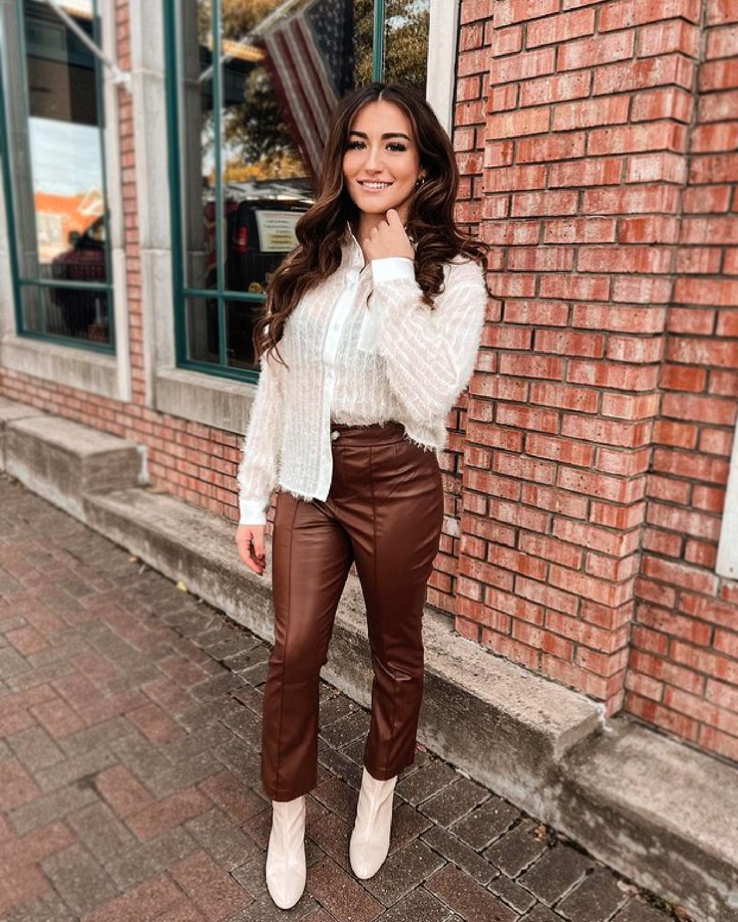 25 Fall Party Outfit Ideas You Need for 2026 25 Chic Faux Leather Pants With Sheer Textured Top