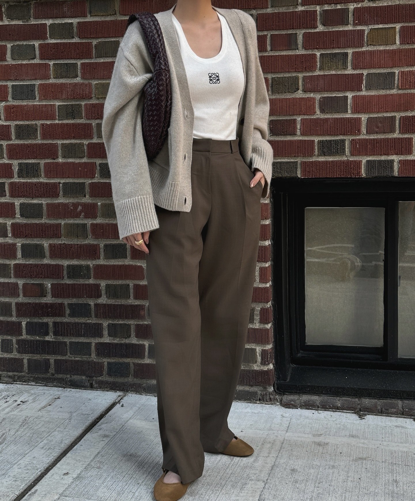 27 Cardigan Outfit Ideas You Need for 2026 29 Chic Neutral Knit Cardigan and Trouser Combo