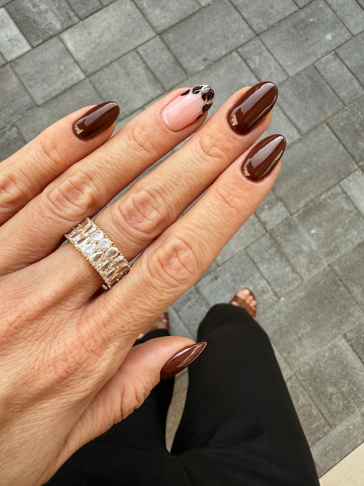 Chocolate Almond French with Leopard Accent