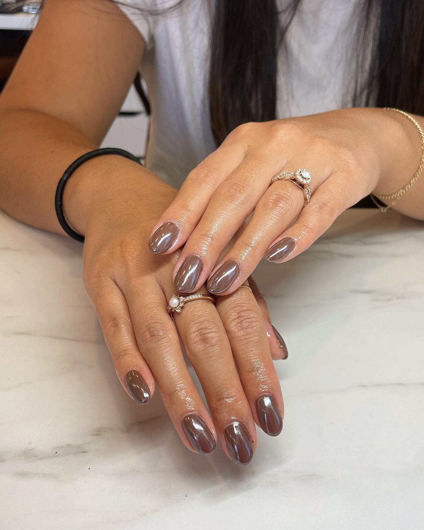 Chocolate Chrome Oval Nails