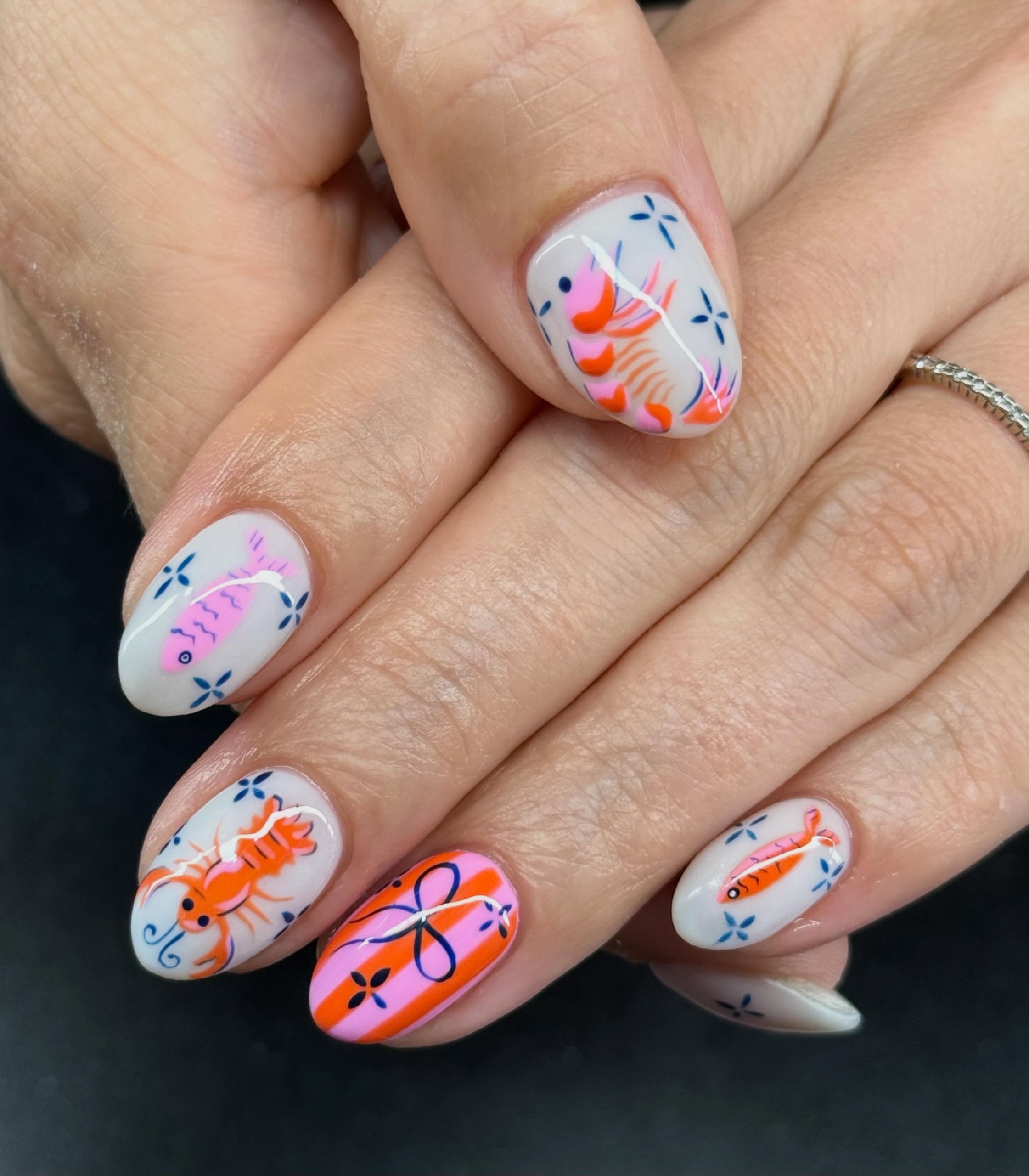 27 End of Summer Nail Ideas for 2026 29 Coastal Lobster and Fish French Tips
