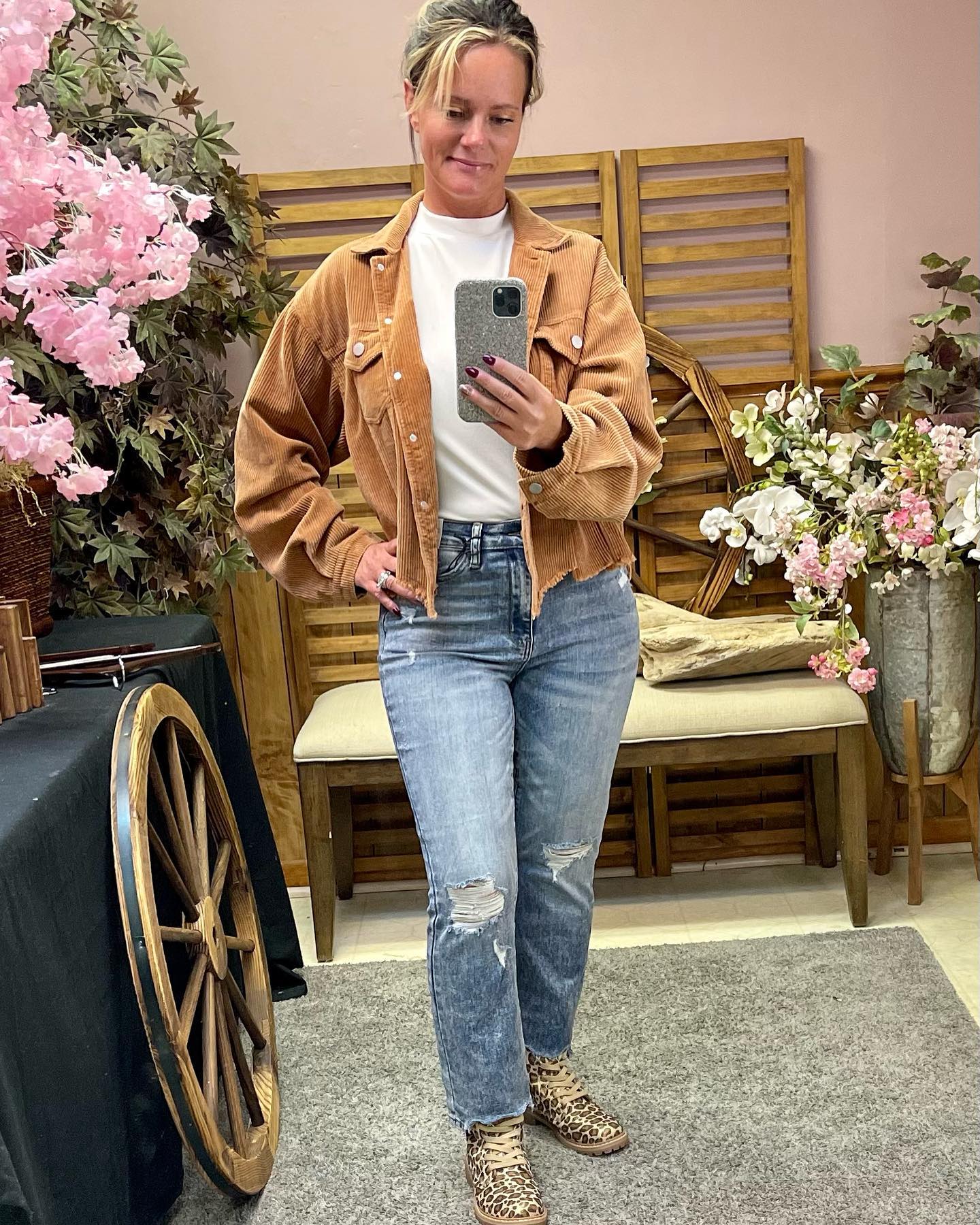 25 Fall Festival Outfits You Need for 2026 18 Corduroy Shacket With Distressed Denim Comfort