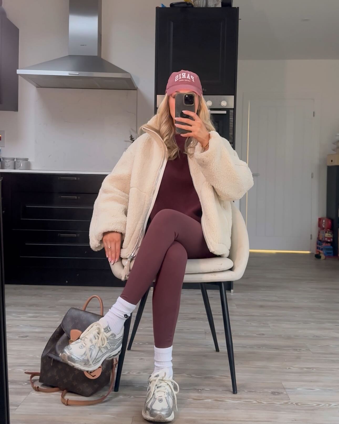 27 Leggings Outfits for 2026 You Need to See Now 12 Cozy Cherry Red Leggings With Teddy Jacket