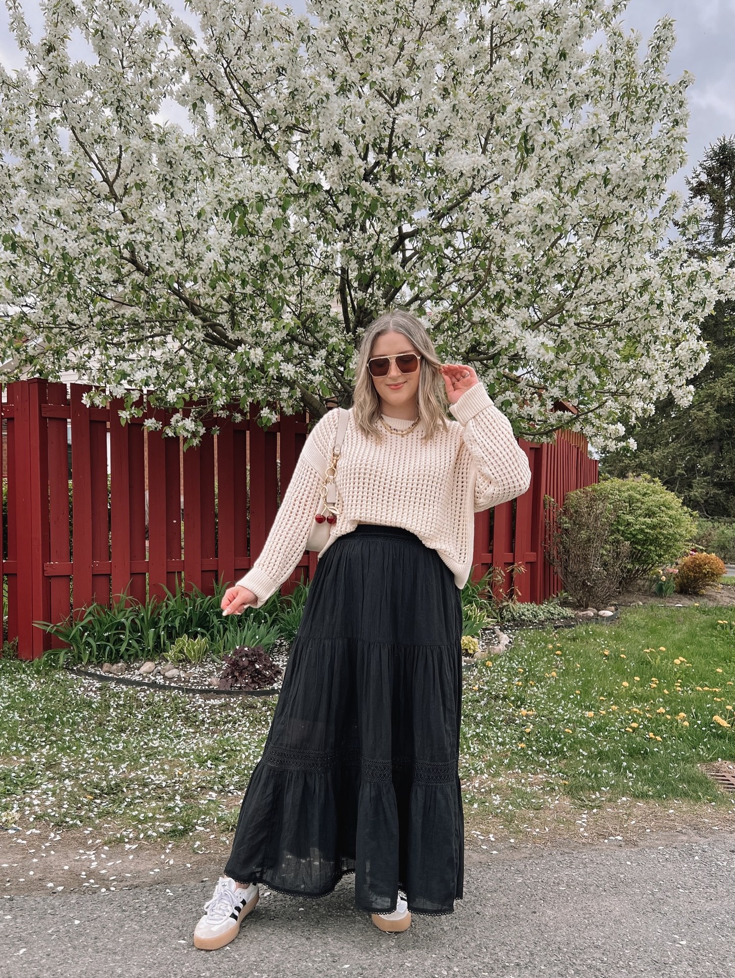 25 Fall Party Outfit Ideas You Need for 2026 6 Cream Knit Maxi Skirt And Sweater Outfit