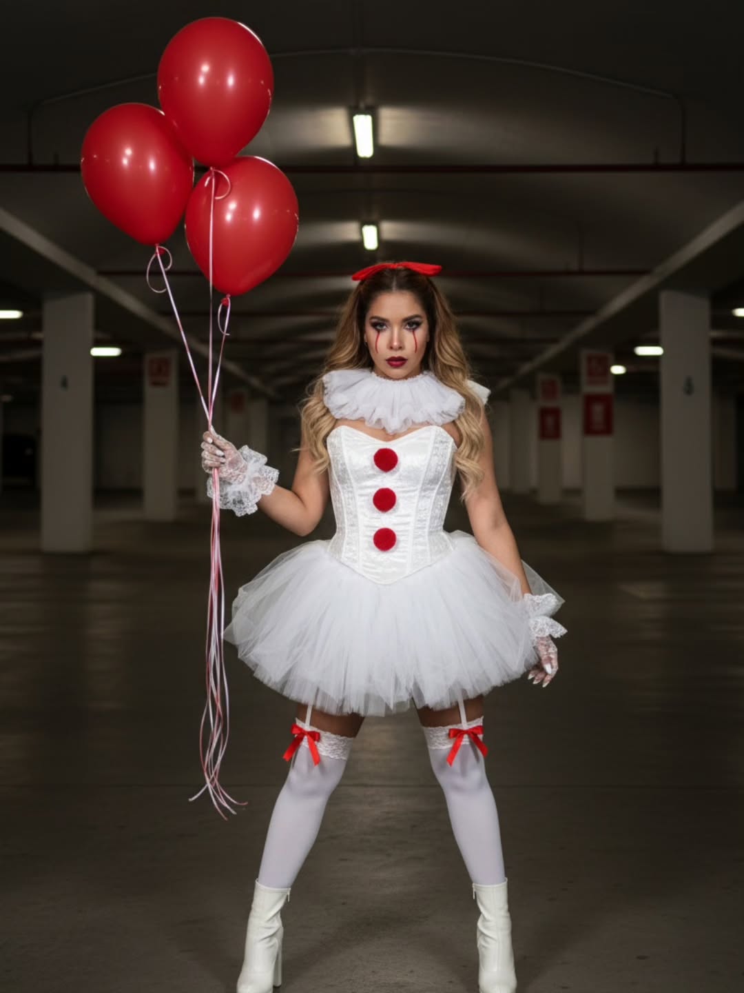 27 Spooktacular Halloween Outfits You Need for 2026 20 Creepy Clown Halloween Costume With Red Balloons
