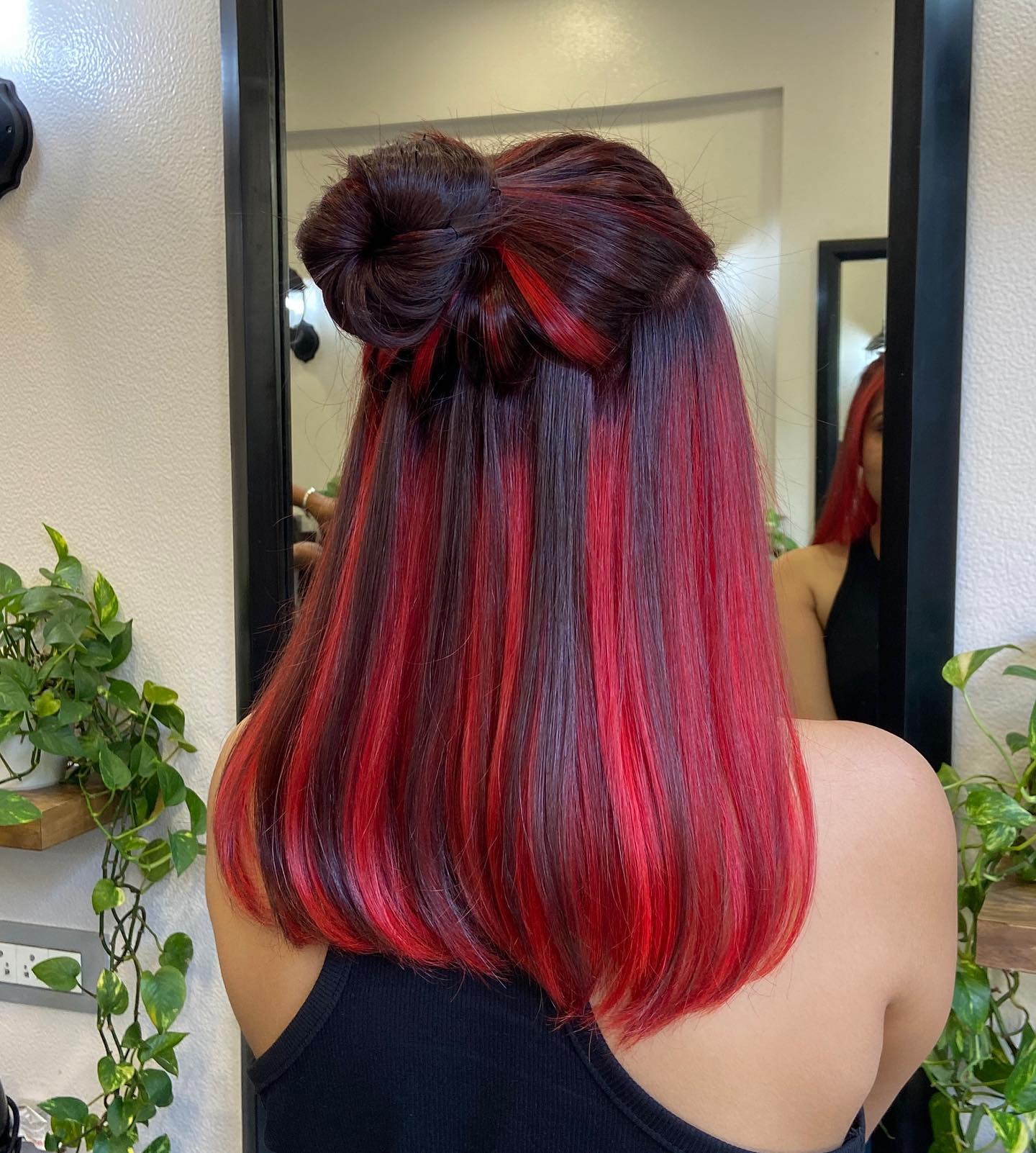 27 Red Hair Color Trends You Need for 2026 15 Crimson Streaks With Double Top Knot