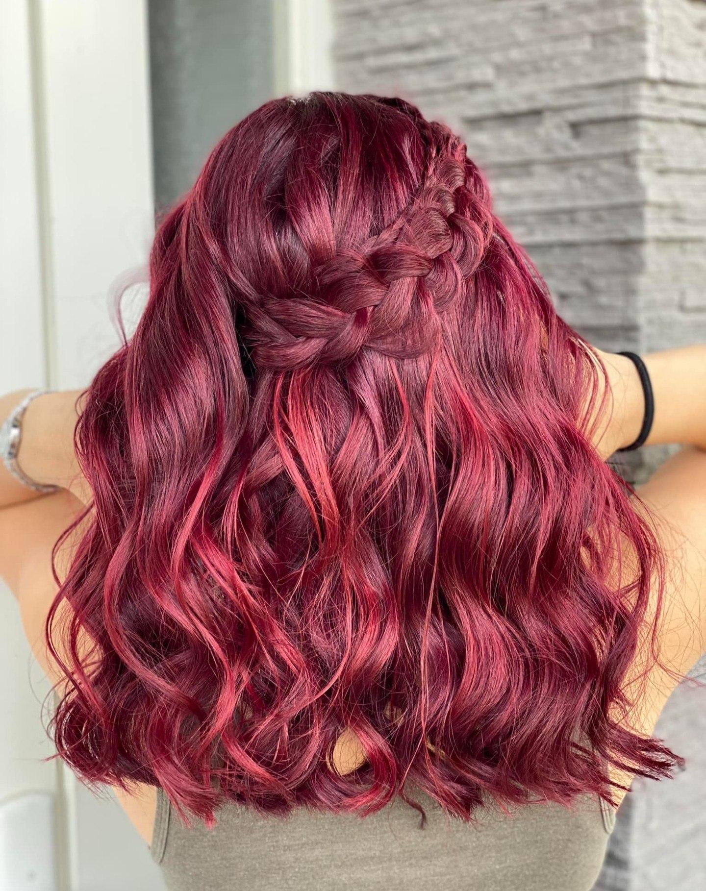 25 Cherry Cola Hair Colors Taking Over 2026 20 Deep Cherry Cola Braided Half Updo With Waves