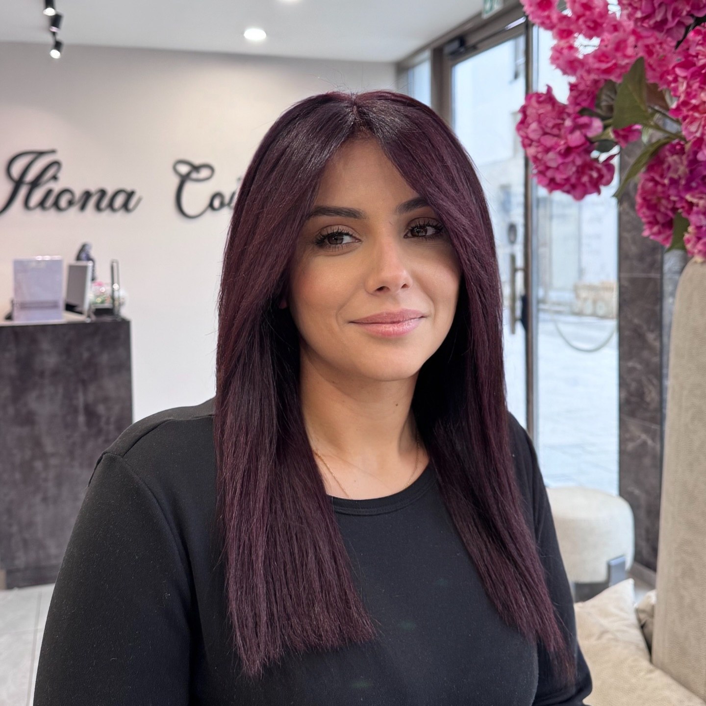 25 Cherry Cola Hair Colors Taking Over 2026 9 Deep Cherry Cola Plum Tinted Straight Mid-Length Hair