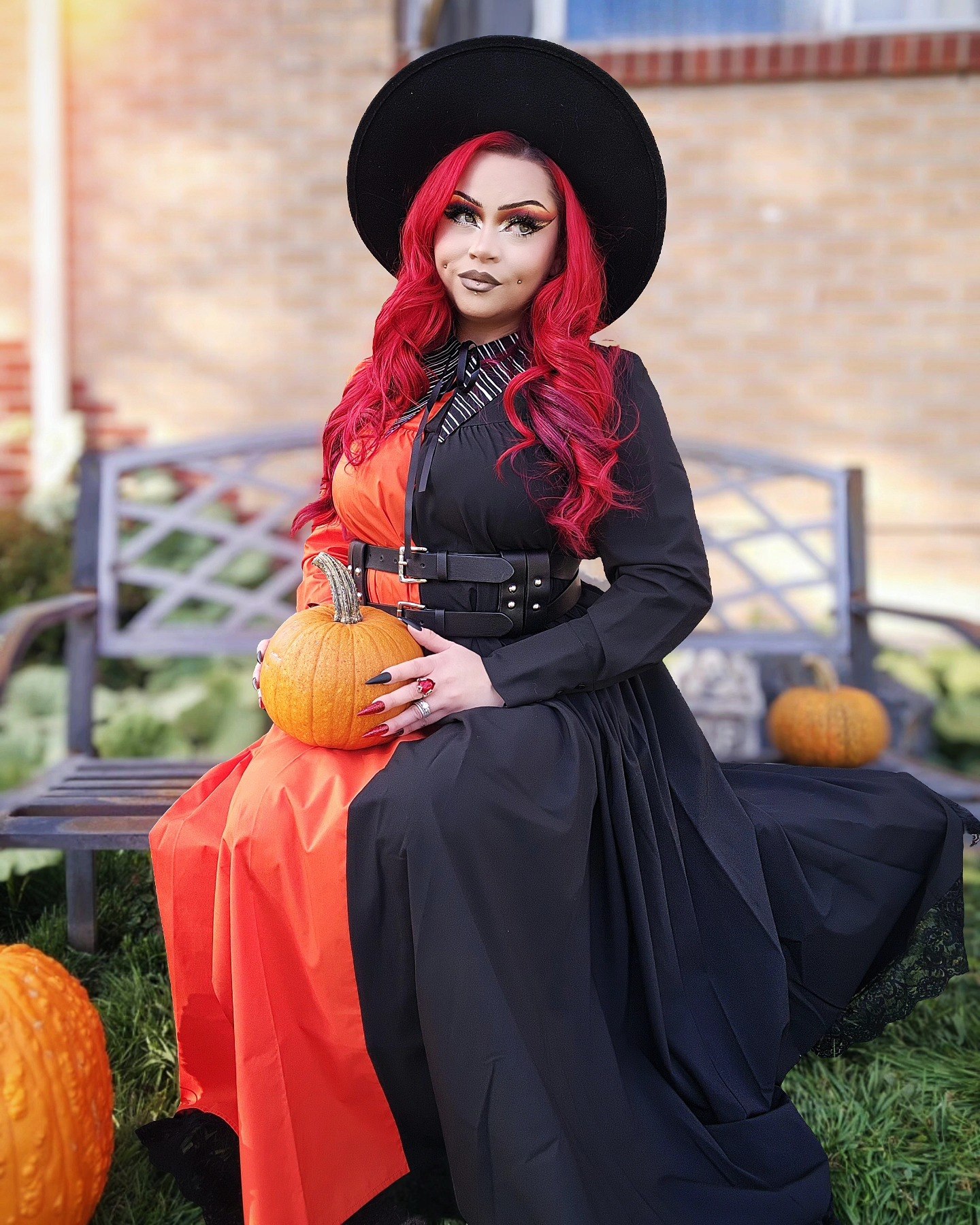27 Spooktacular Halloween Outfits You Need for 2026 12 Dramatic Two-Tone Witchy Halloween Maxi Dress