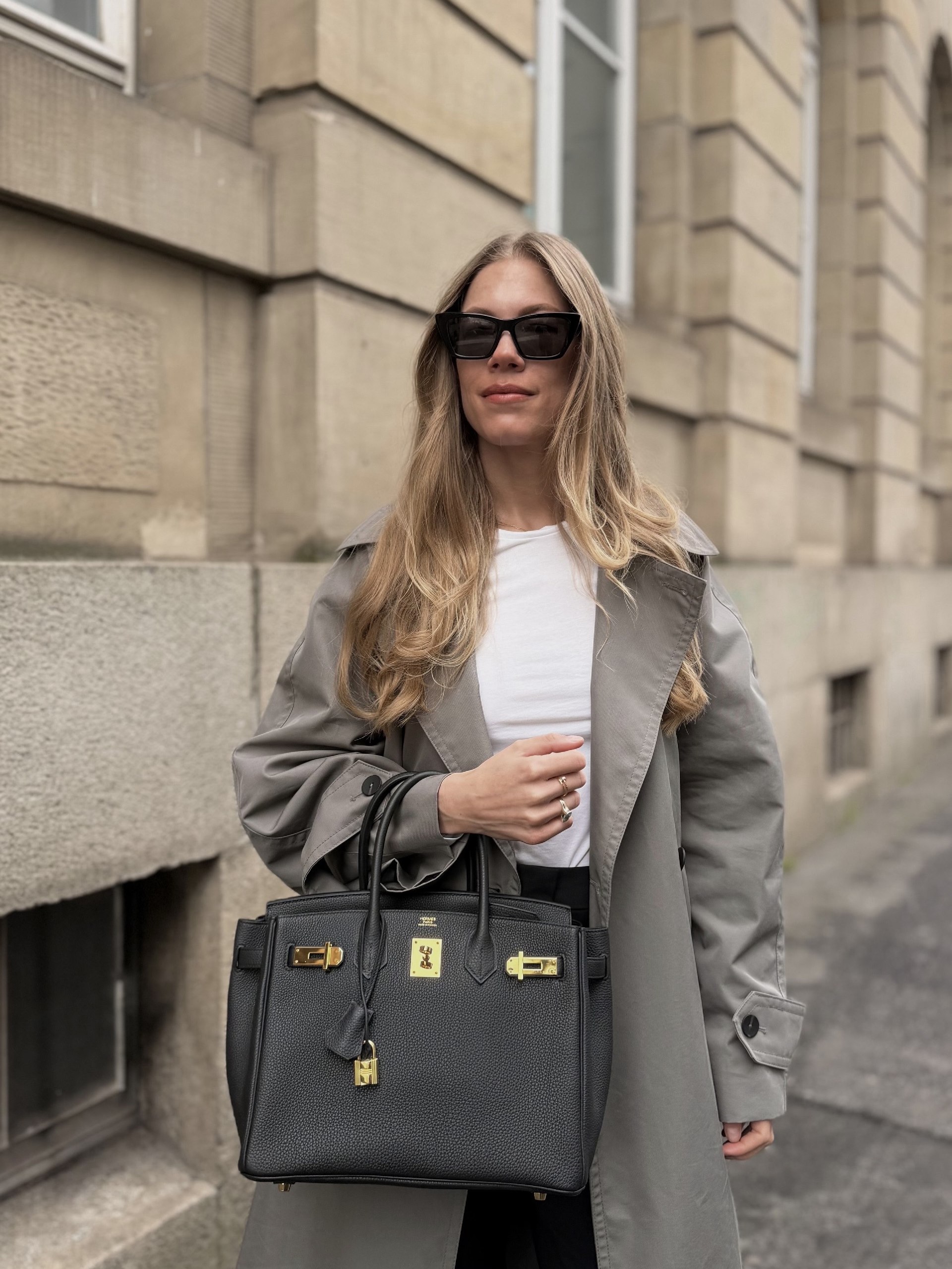 Effortless Trench Coat And Black Trouser Ensemble