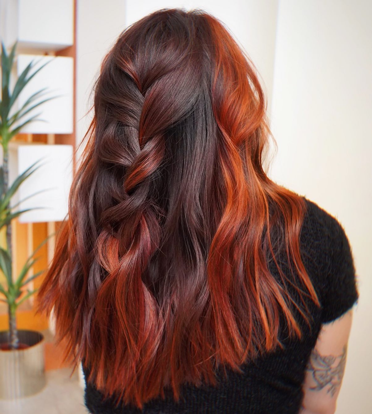 27 Fall Hair Colors 2026 You Need To See Now 25 Fiery Copper Balayage With Loose Waves And A Crown Braid