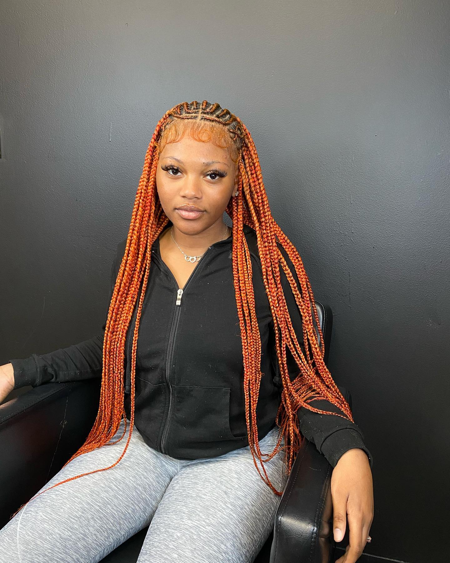 25 Fall Braids for 2026 You Need to Try Now 12 Fiery Orange Box Braids With Baby Hairs