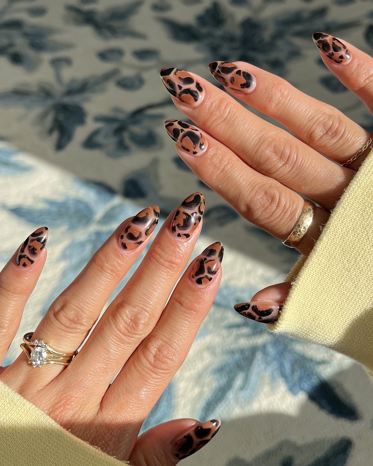 Gleaming Leopard Print Almond Nails