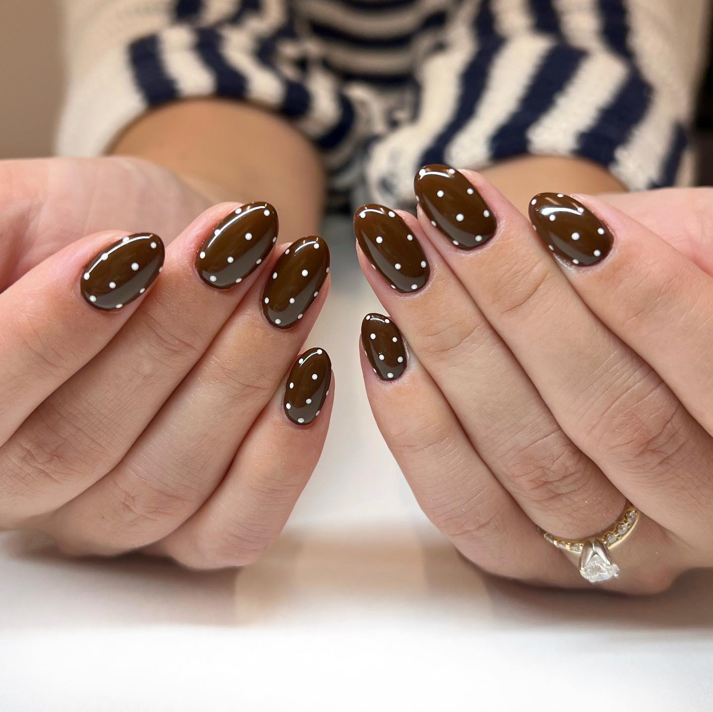 27 Must-Try Short Fall Nail Ideas for 2026 14 Glossy Dark Chocolate Polka Dot Nails