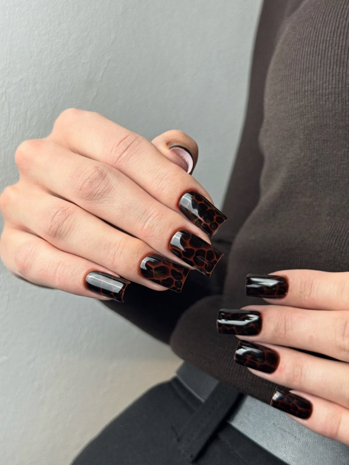 Glossy Tortoiseshell Square Press On Nails