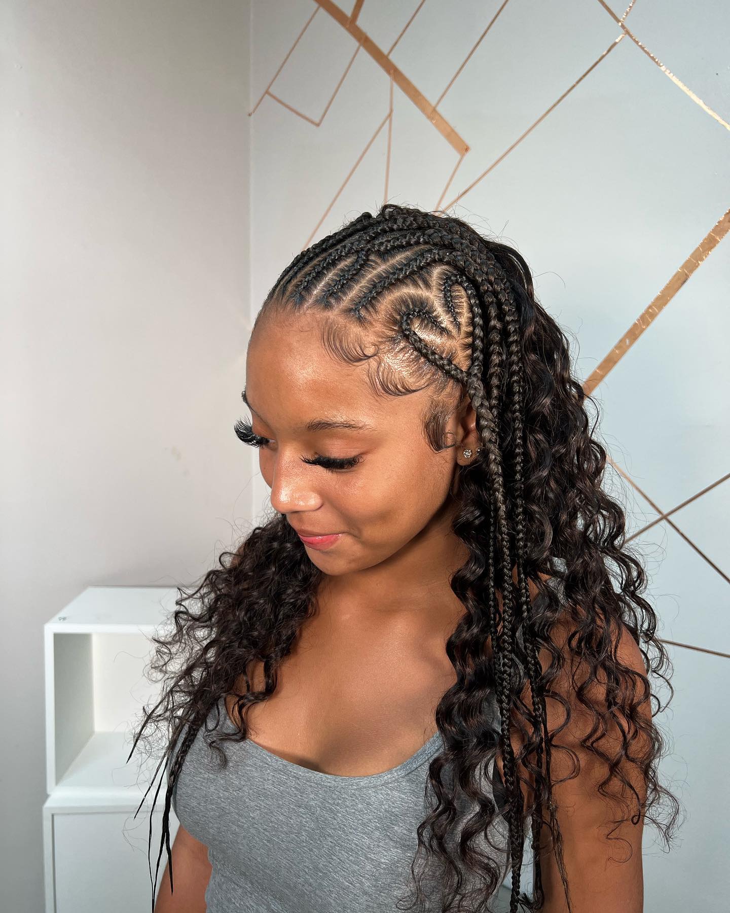 25 Fall Braids for 2026 You Need to Try Now 19 Heart Shaped Cornrows With Loose Waves