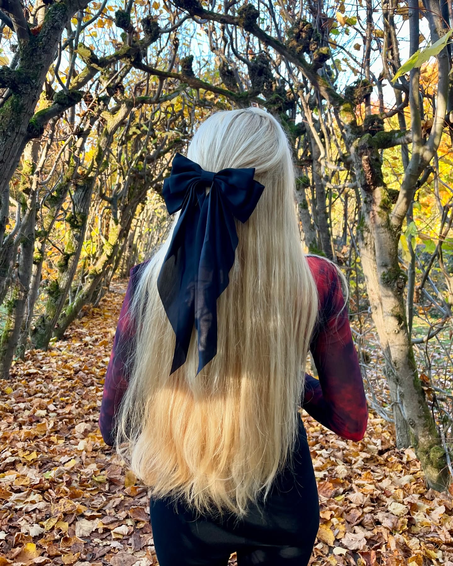 27 Stunning Fall Hairstyles You Need To Try In 2026 13 Long Blonde Waves With Black Satin Bow
