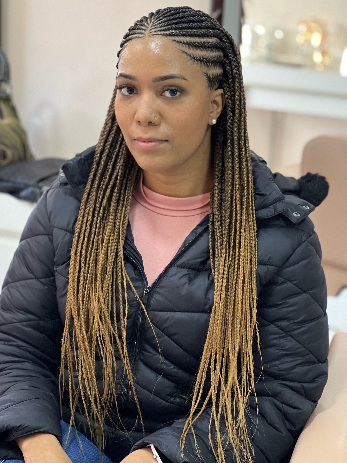 26 Stunning Fulani Braids Hairstyles for 2026 21 Long Honey Blonde Fulani Braids With Angled Parting