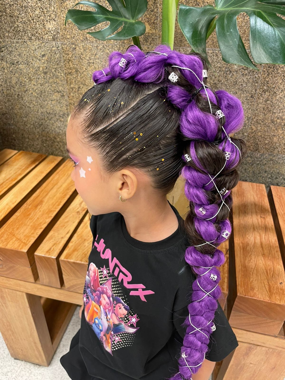 27 Spooktacular Halloween Hairstyles for Kids 2026 9 Mermaid Purple Braid With Glitter Accents
