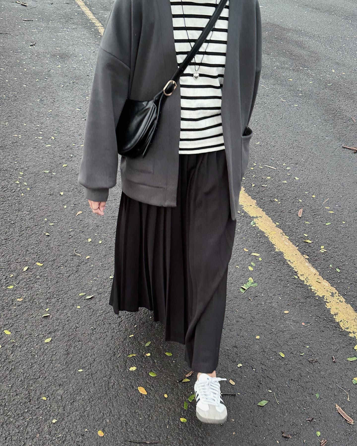 27 Cardigan Outfit Ideas You Need for 2026 27 Monochrome Chic With Striped Top Layer