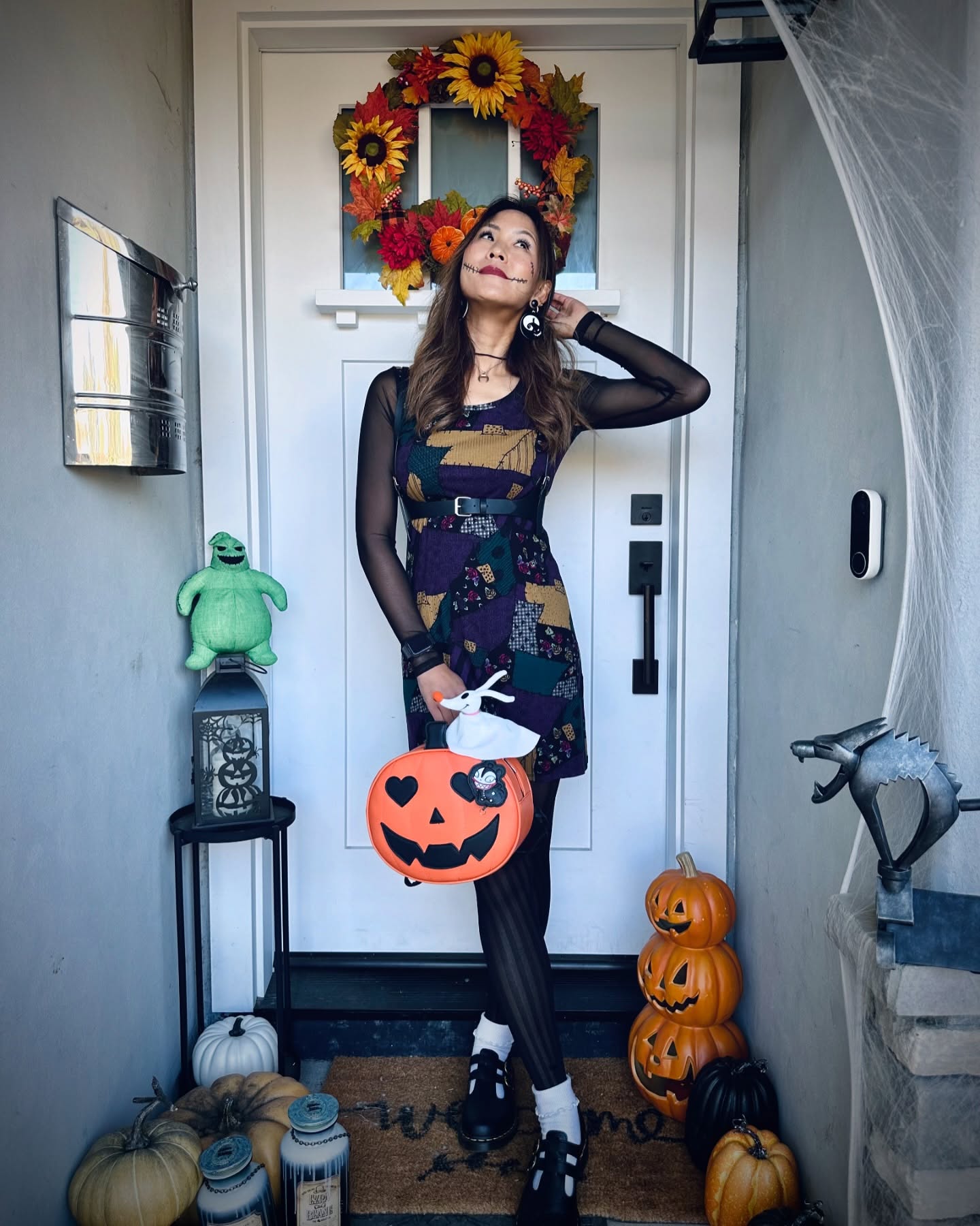 27 Spooktacular Halloween Outfits You Need for 2026 14 Patchwork Dress And Mesh Layer Halloween Costume