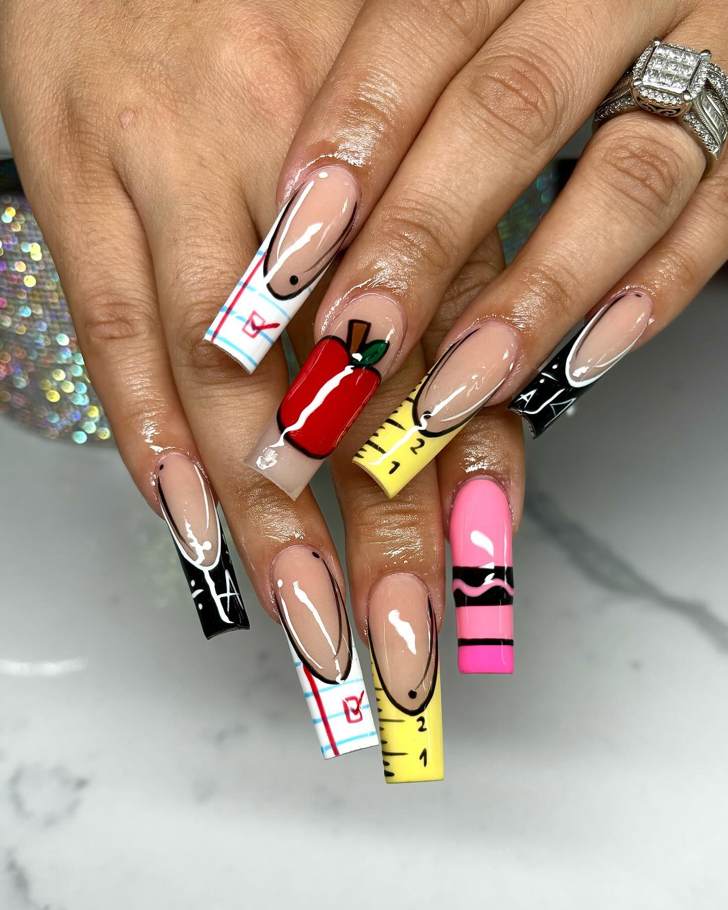 27 Back to School Nail Ideas for Teens 2026 28 Playful School Supplies French Tip Nails