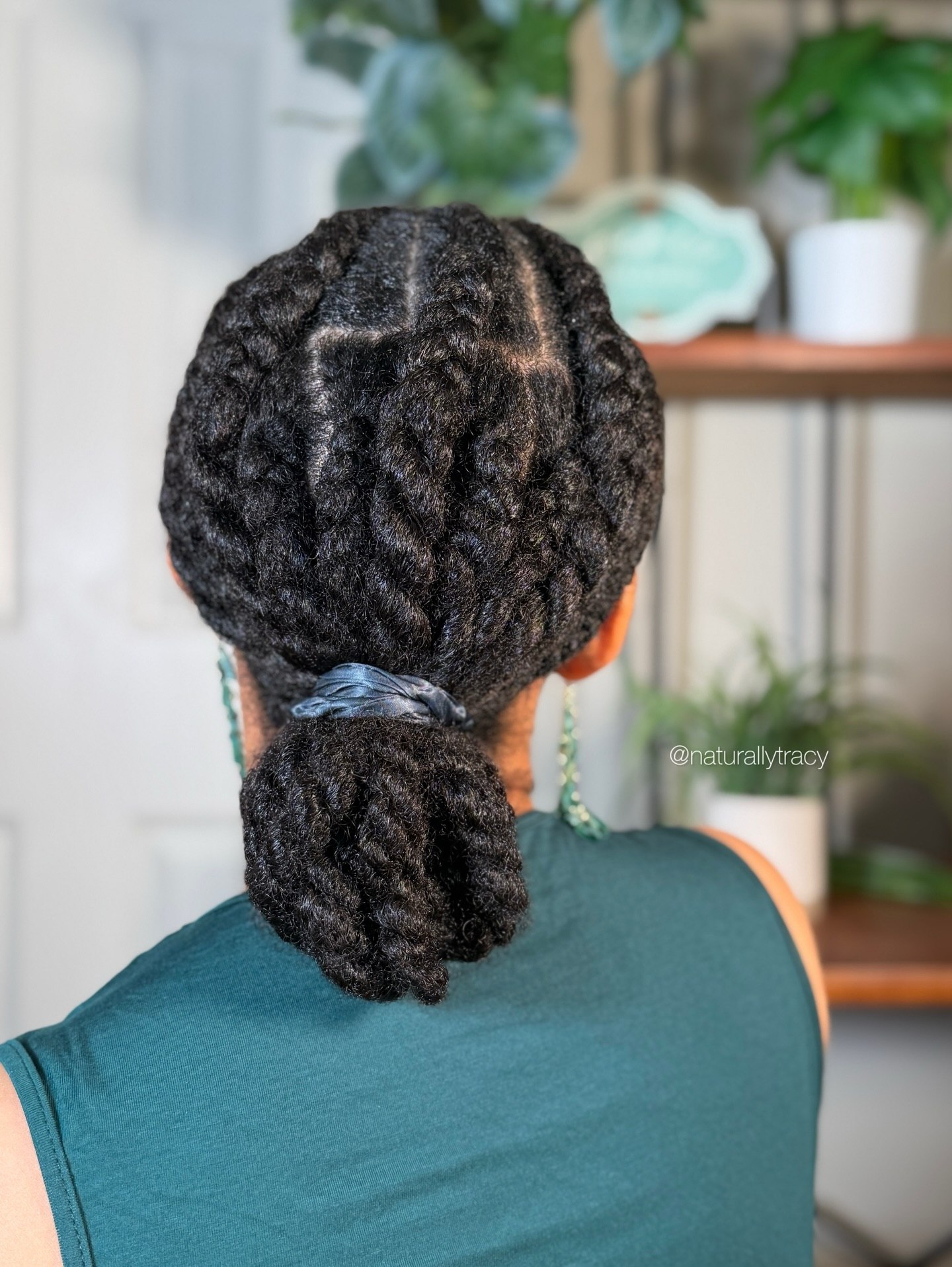 Protective Braided Bun With Defined Partings