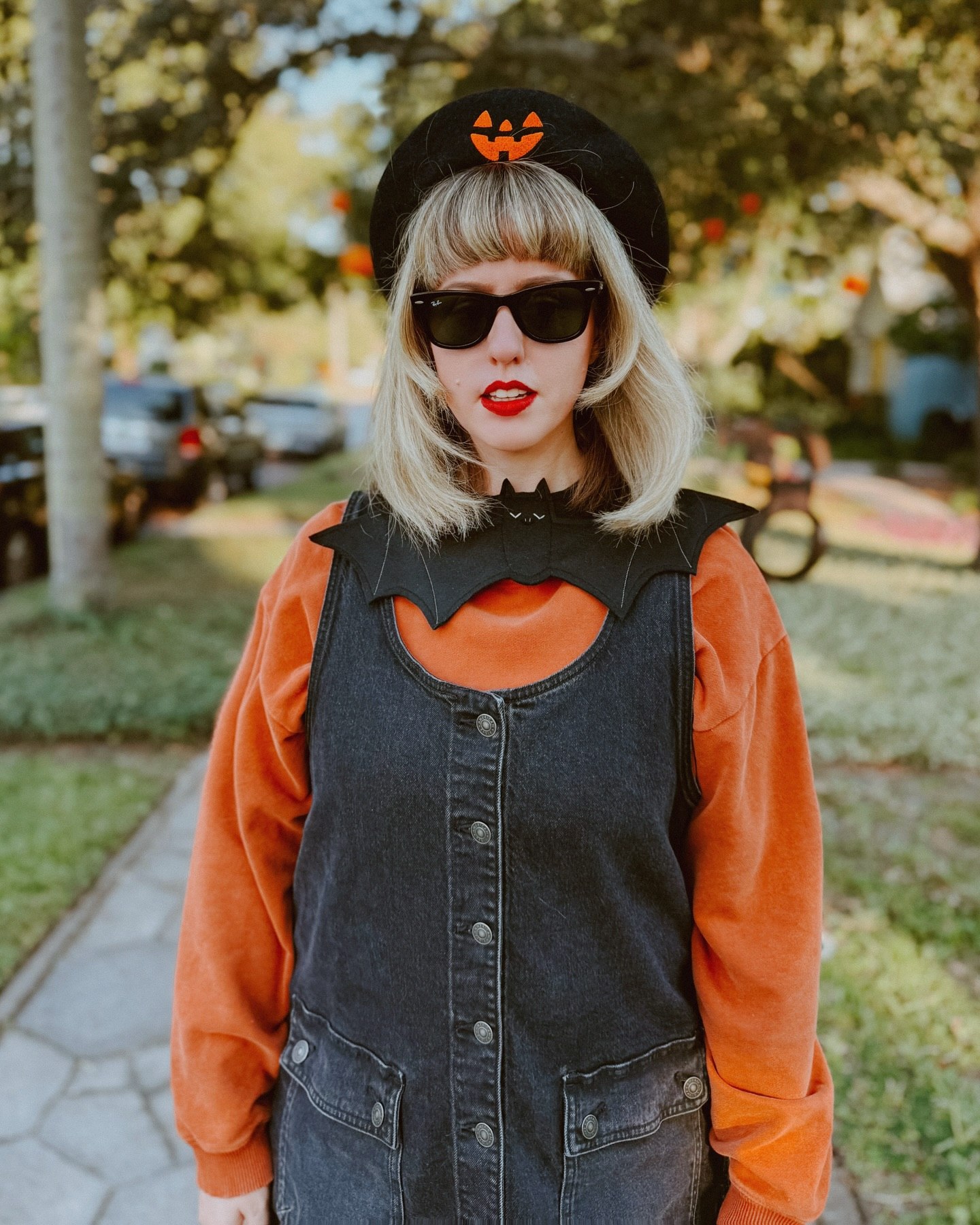 27 Spooktacular Halloween Outfits You Need for 2026 29 Pumpkin Patch Ready Denim Dress And Sweatshirt Combo