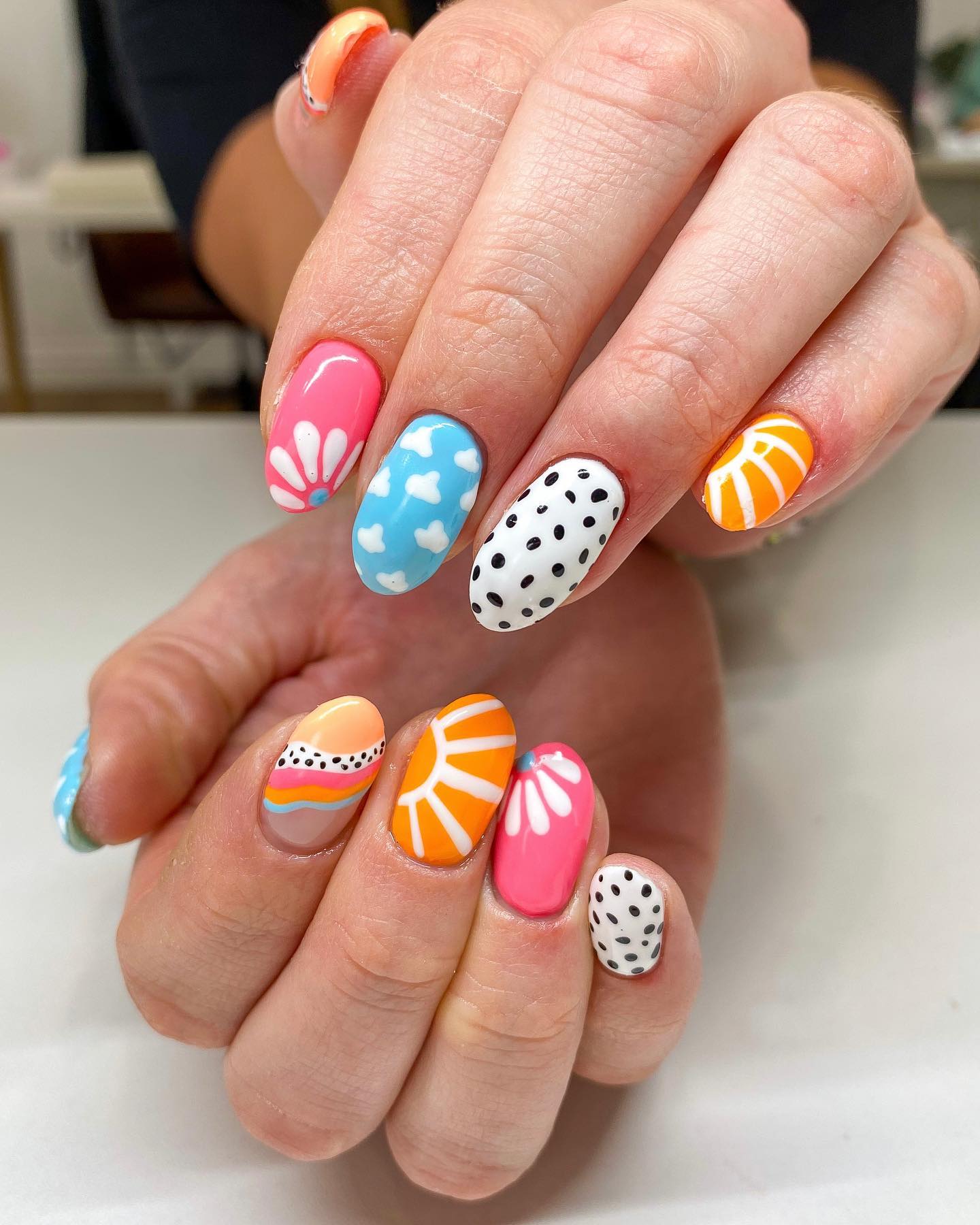 27 End of Summer Nail Ideas for 2026 23 Retro Summer Fun Mixed Media Nail Art