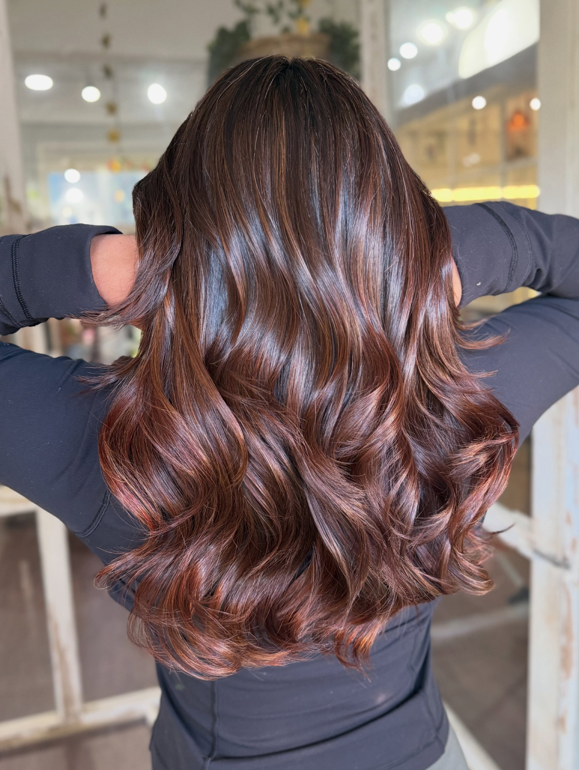 27 Stunning Fall Hair Colors for Brunettes 2026 27 Rich Auburn Highlights On Chocolate Brown Waves