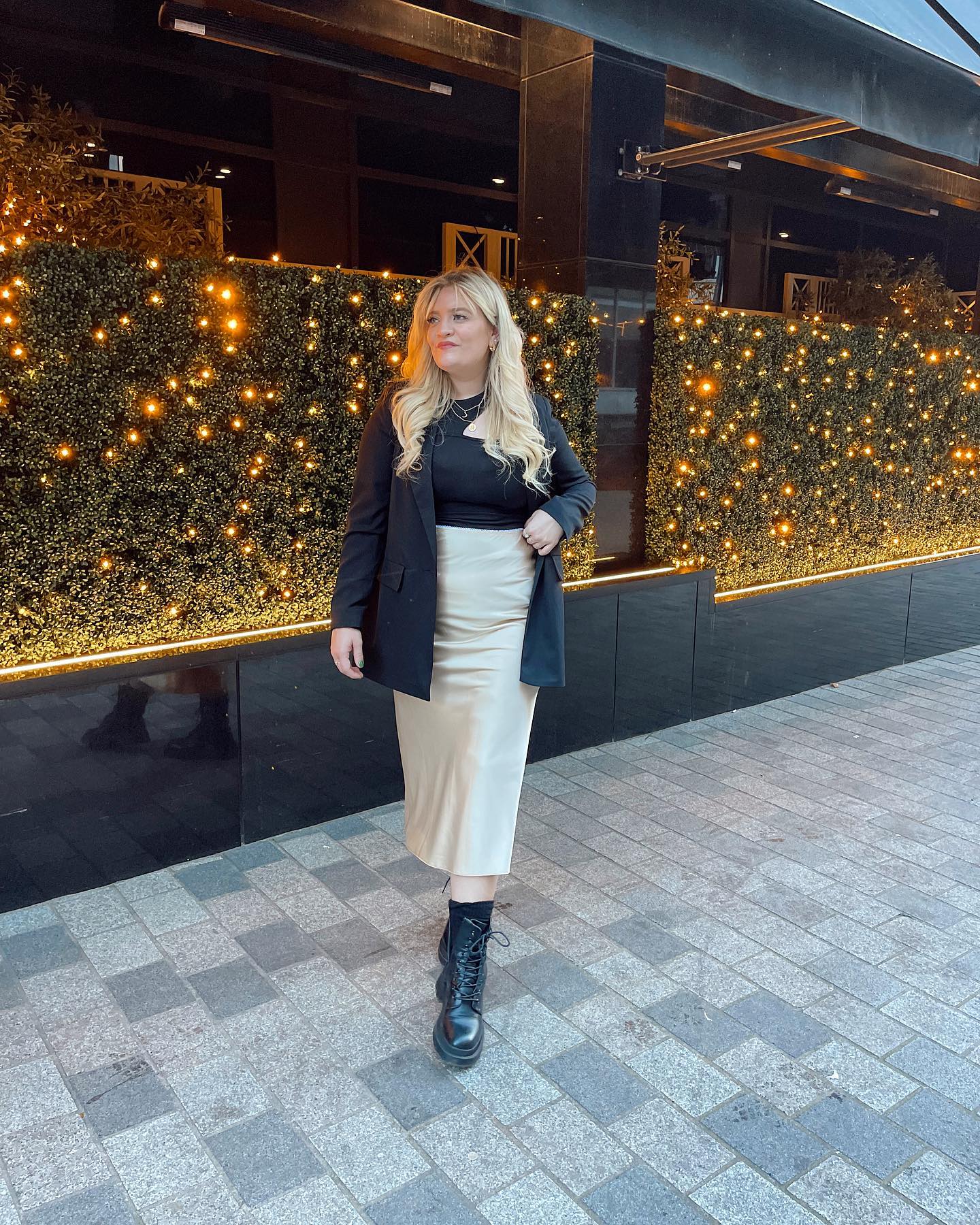 25 Fall Party Outfit Ideas You Need for 2026 10 Satin Midi Skirt And Blazer Party Look