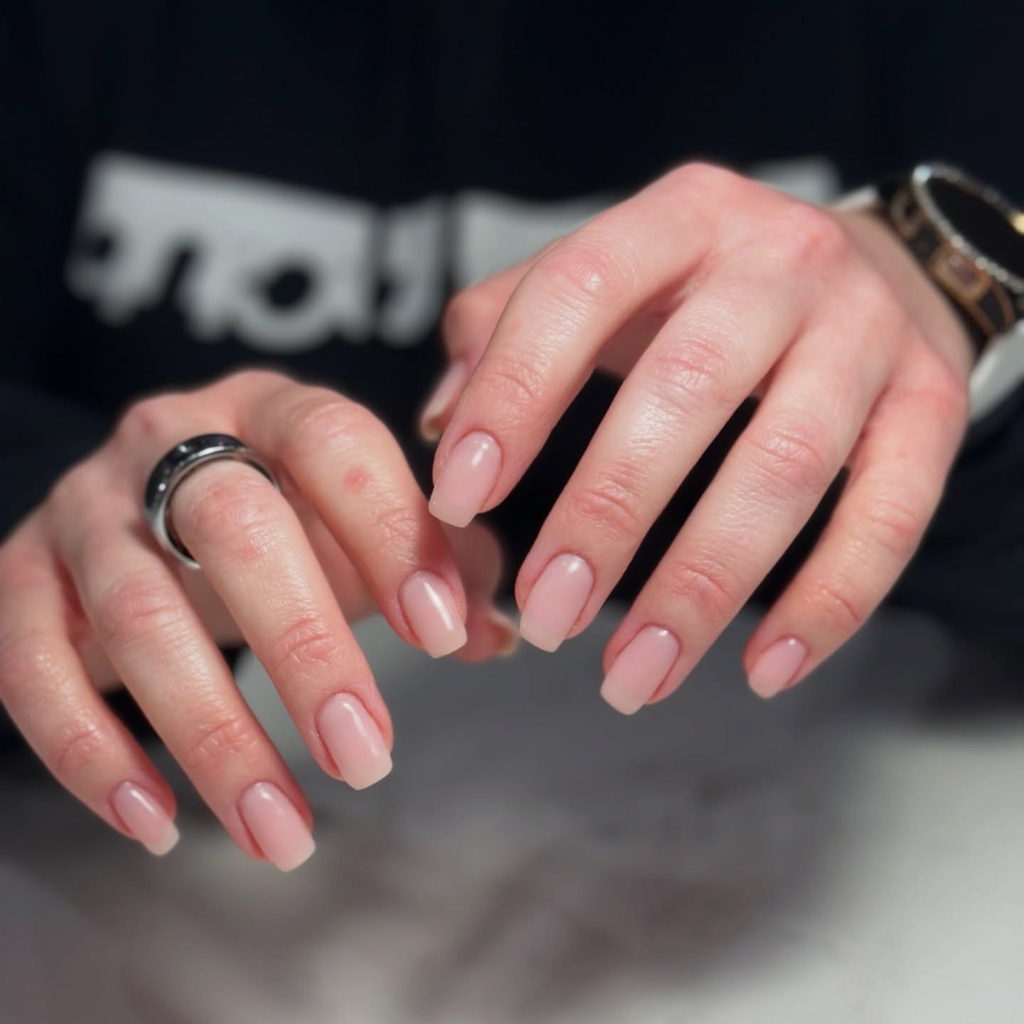 Sheer Milky Pink Squoval Nails